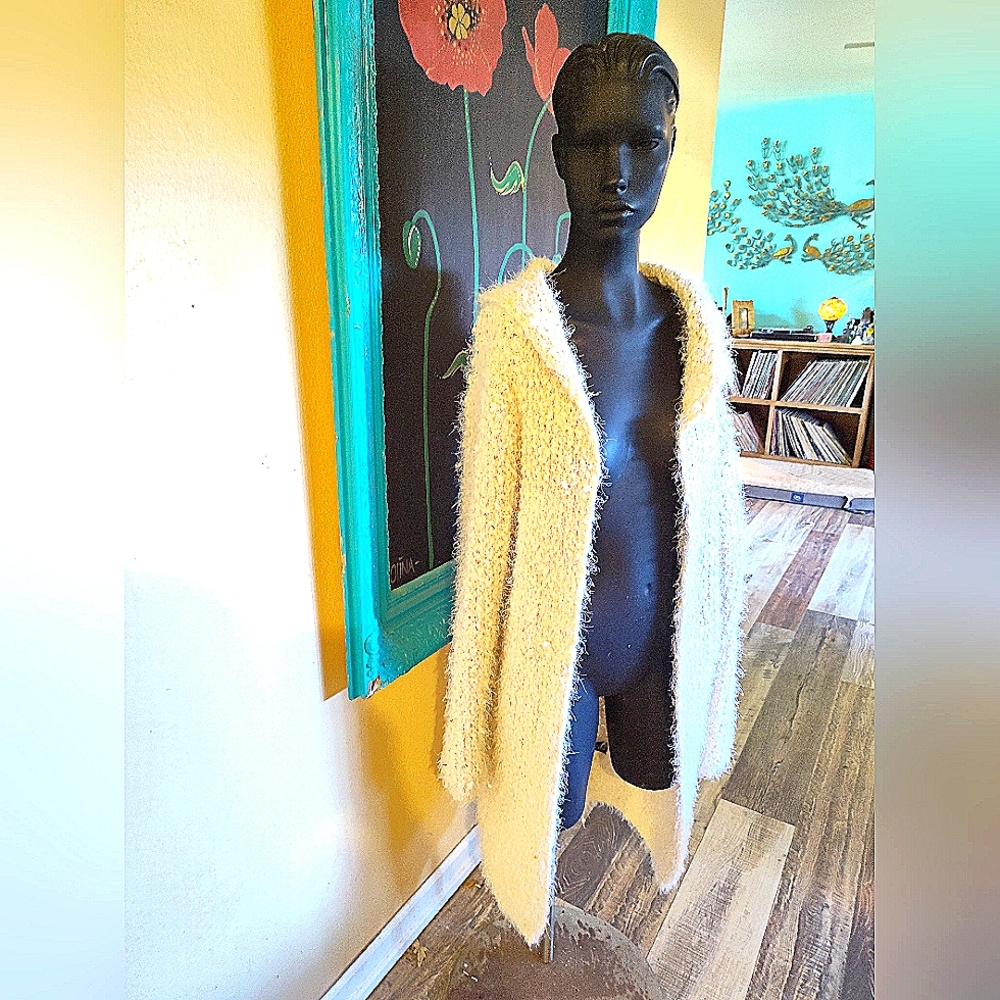 Luxurious White Fuzzy Hooded Long Cardigan Sweater ❤️